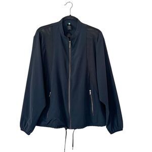 2LIV Athletic Jacket Black Zip Up Lightweight Jacket Mesh Accents Plus Size 1X